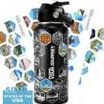 50 States Of The USA Water Bottle With Stickers