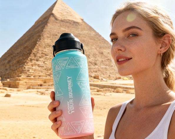 Your Journey Water Bottle with 64 Travel Stickers | Perfect Gift for Travelers 14 Water Bottle With + 64 National Stickers - YOWFLY